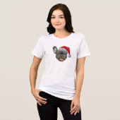 FRENCHIE Franse buldog kerstmuts vrolijk kerstfees Tri-Blend Shirt (Voorkant volledig)