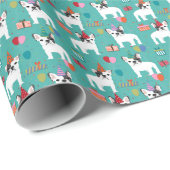Frenchie French Bulldog Birthday Cadeaupapier (Rol Hoek)