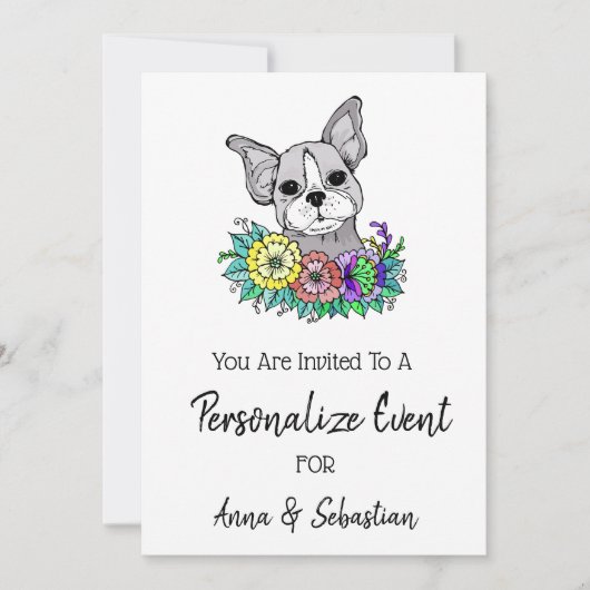 *~* Frenchie French Bulldog Cute Event Invitation Kaart (Voorkant)
