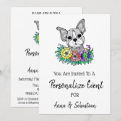 *~* Frenchie French Bulldog Cute Event Invitation Kaart (Voorkant / Achterkant)