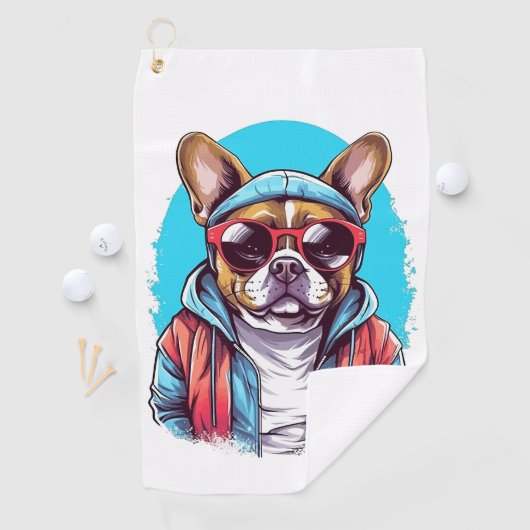 Frenchie French Bulldog Dog Golfhanddoek (Insitu)