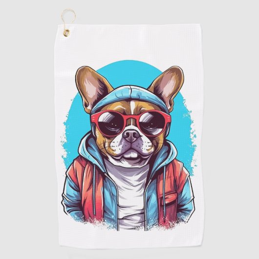 Frenchie French Bulldog Dog Golfhanddoek (Voorkant)