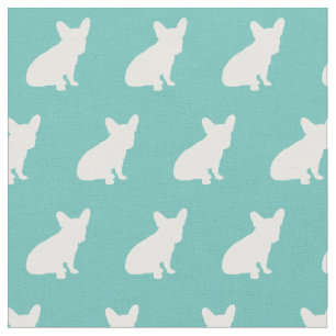 Frenchie French Bulldog Dog Silhouette Blauwgroen Stof