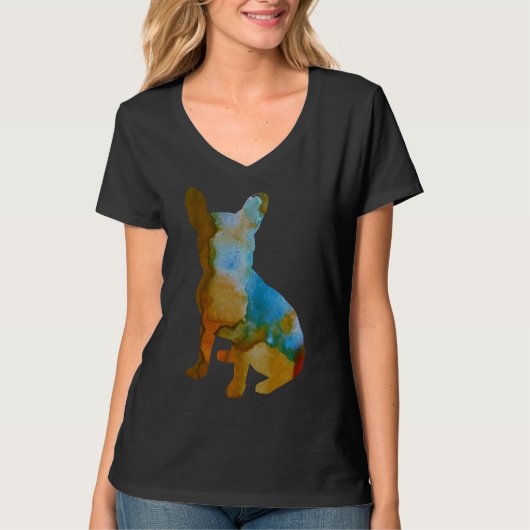 Frenchie French Bulldog Dog Silhouette T-shirt (Voorkant)