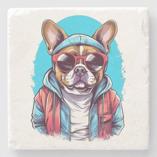 Frenchie French Bulldog Dog Stenen Onderzetter (Voorkant)