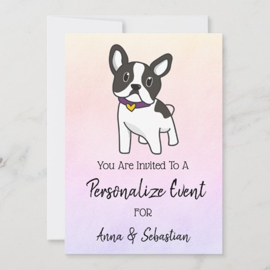 *~* Frenchie French Bulldog Event Cute Invitation Kaart (Voorkant)