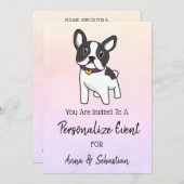 *~* Frenchie French Bulldog Event Cute Invitation Kaart (Voorkant / Achterkant)
