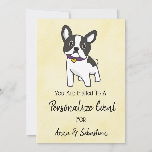 *~* Frenchie French Bulldog Event Cute Invitation Kaart (Voorkant)