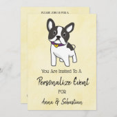 *~* Frenchie French Bulldog Event Cute Invitation Kaart (Voorkant / Achterkant)