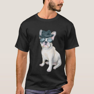 Frenchie French Bulldog Gangster Pet aviators T-shirt