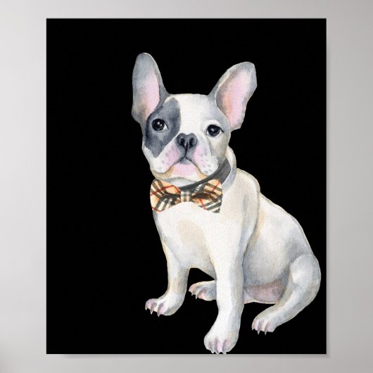 Frenchie French Bulldog plaid bow-stropdas Honden  Poster (Voorkant)