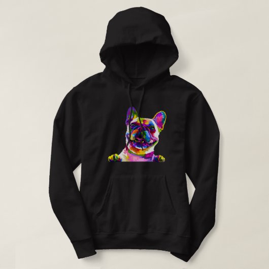 Frenchie French Bulldog Pop Art Portrait Bouledogu Hoodie (Design voorkant)