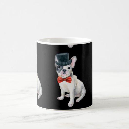 Frenchie French Bulldog Top Hat red bow stropdas H Koffiemok (Center)