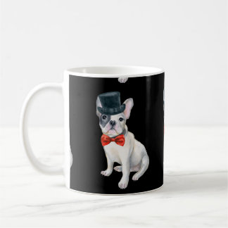 Frenchie French Bulldog Top Hat red bow stropdas H Koffiemok