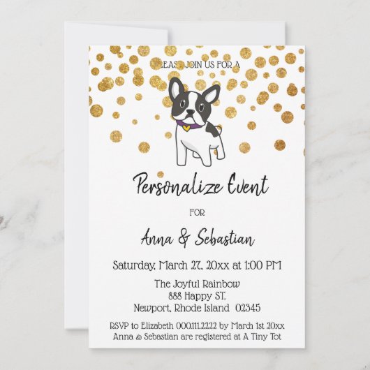 *~* Frenchie French Cute Bulldog Uitnodiging (Achterkant)