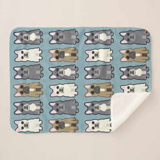 Frenchie Friends Sherpa Deken (Voorkant (horizontaal))