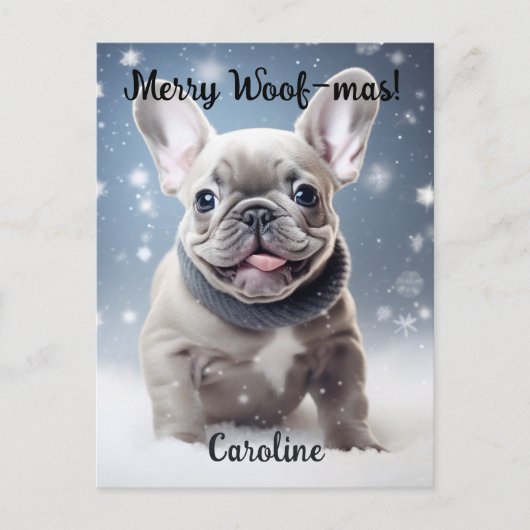 Frenchie Frosty Bliss  Briefkaart (Voorkant)