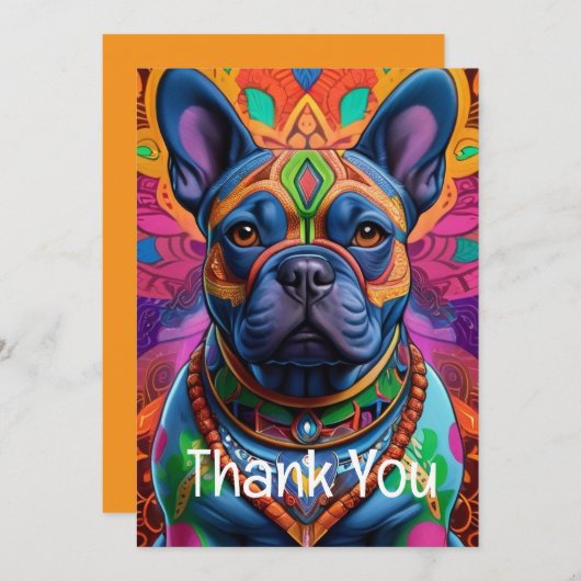 Frenchie Fun  Bedankkaart (Voorkant / Achterkant)