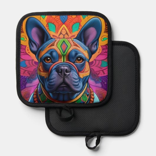 Frenchie Fun Birthday Fantasy Pannenlap (Voorkant / Achterkant)