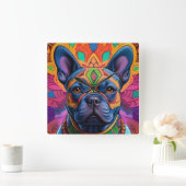 Frenchie Fun Birthday Fantasy Vierkante Klok (Huis)