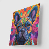 Frenchie Fun Birthday Fantasy Vierkante Klok (Hoek)