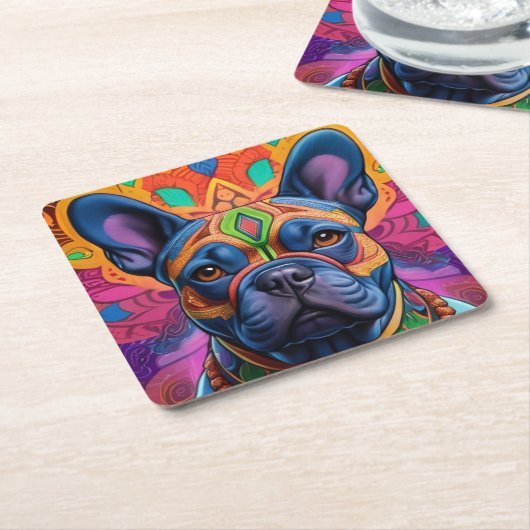 Frenchie Fun Kartonnen Onderzetters (Schuin)