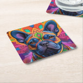 Frenchie Fun Kartonnen Onderzetters (Schuin)