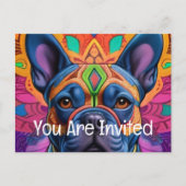 Frenchie Fun Uitnodiging Briefkaart (Voorkant)