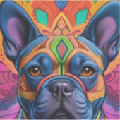 Frenchie Fun Verjaardag Fantasie Sticker (Voorkant)