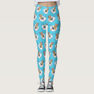 Frenchie geniet van zomer op eenhoorn-zwembad leggings