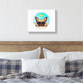 Frenchie Genieten Strand Canvas Afdruk (Insitu (Slaapkamer))