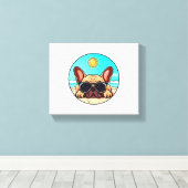 Frenchie Genieten Strand Canvas Afdruk (Insitu (Houten vloer))