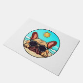 Frenchie Genieten Strand Deurmat (Schuin)