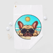 Frenchie Genieten Strand Golfhanddoek (Insitu)