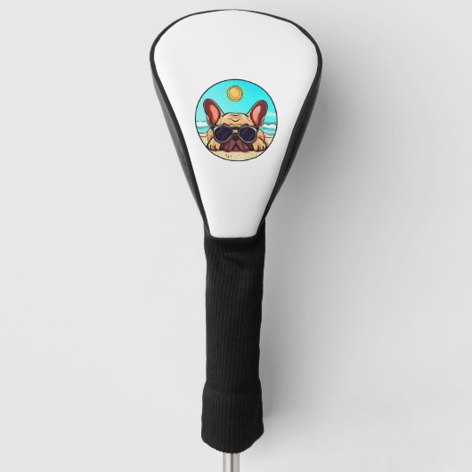 Frenchie Genieten Strand Golfheadcover (Voorkant)