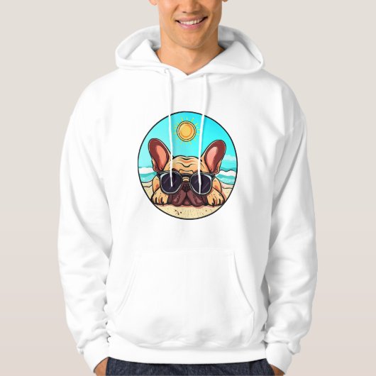 Frenchie Genieten Strand Hoodie (Voorkant)