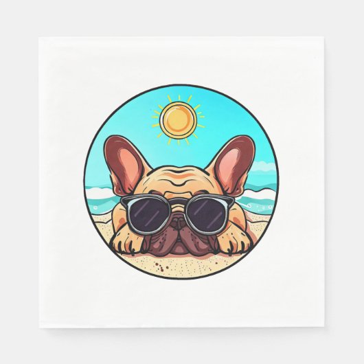 Frenchie Genieten Strand Servet (Voorkant)