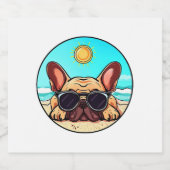 Frenchie Genieten Strand Sparkling Wijnetiket (Enkel label)