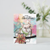 Frenchie gepersonaliseerd voor Kerstmis en Nieuwja Feestdagenkaart (Staand voorkant)