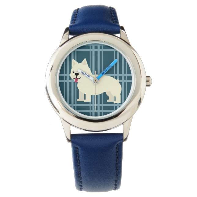 Frenchie geruit blauw horloge (Voorkant)