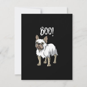 Frenchie Ghost Costume Funny Bulldog Halloween Bedankkaart