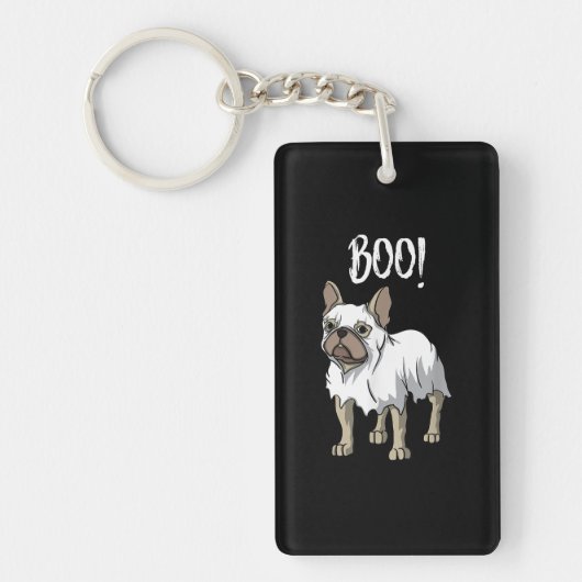 Frenchie Ghost Costume Funny Bulldog Halloween Sleutelhanger (Voorkant)