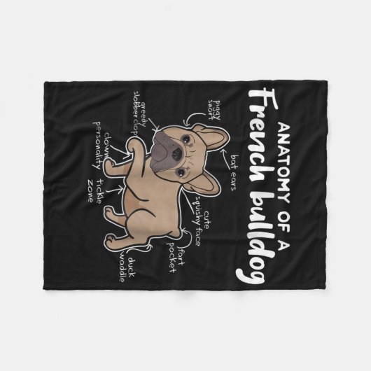 Frenchie Gift | Anatomie van een Franse bulledog G Fleece Deken (Voorkant (Horizontaal))