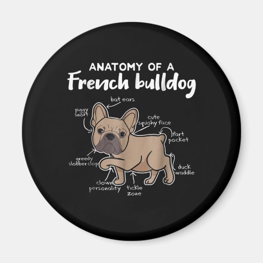 Frenchie Gift | Anatomie van een Franse bulledog G Magneet (Voorkant)
