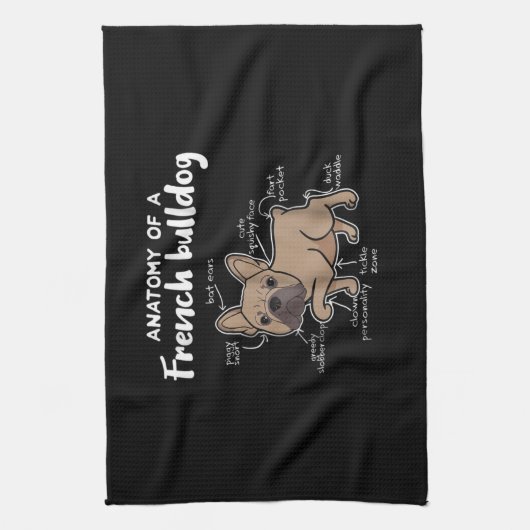 Frenchie Gift | Anatomie van een Franse bulledog G Theedoek (Verticaal)