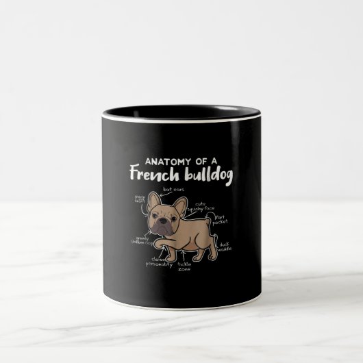 Frenchie Gift | Anatomie van een Franse bulledog G Tweekleurige Koffiemok (Center)