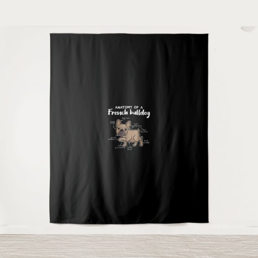 Frenchie Gift | Anatomie van een Franse bulledog G Wandkleed (Voorkant)