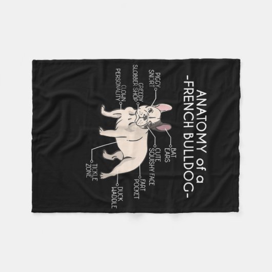 Frenchie Gift | Anatomie van een Franse hond Fleece Deken (Voorkant (Horizontaal))