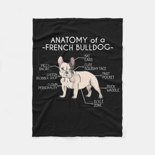 Frenchie Gift | Anatomie van een Franse hond Fleece Deken (Voorkant)