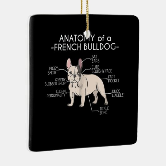 Frenchie Gift | Anatomie van een Franse hond Keramisch Ornament (Rechts)